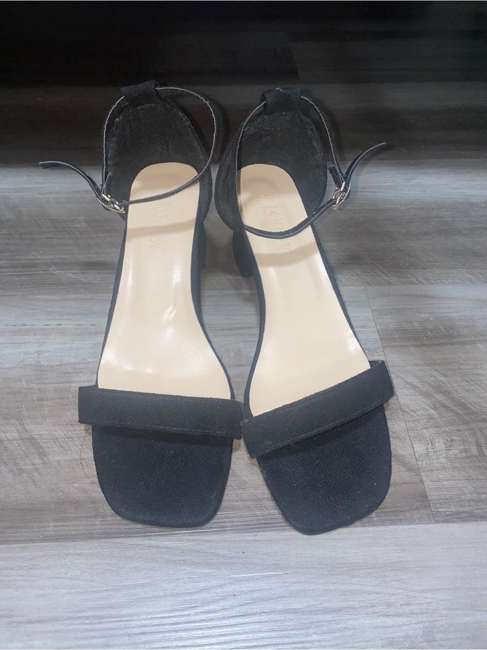 Black suede heels